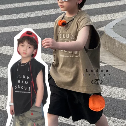 【夏】卤蛋童装.出片焦点/韩超酷街头无袖背心薄款宽松韩版男女童