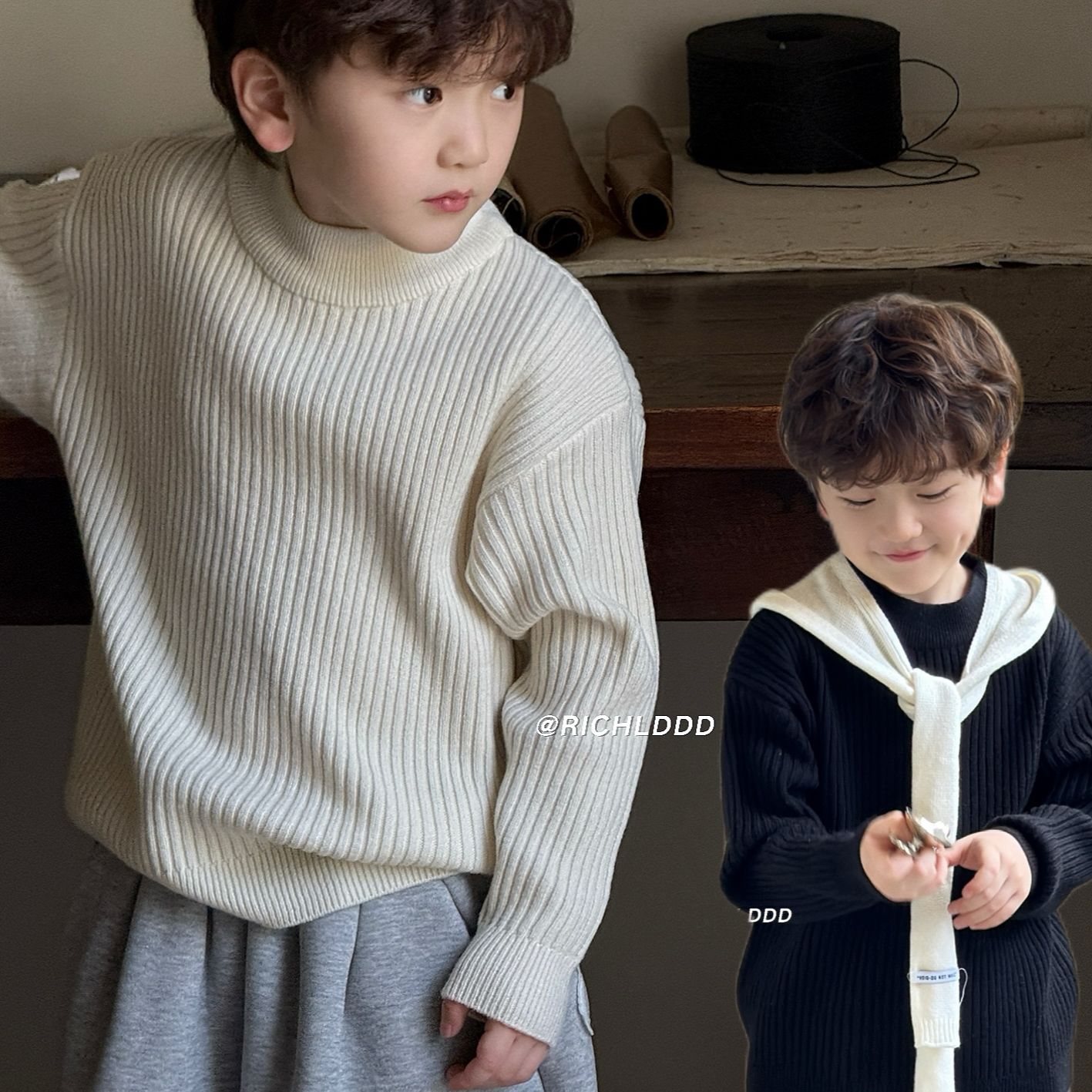 【现货】卤蛋童装：打底进化论 黑白两色毛衣超软糯男女童韩版117