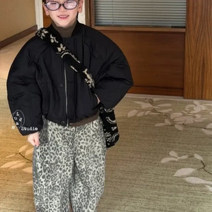 卤蛋童装·素版限定/冬韩系宽松时髦黑色保暖棉服短款外套男女童