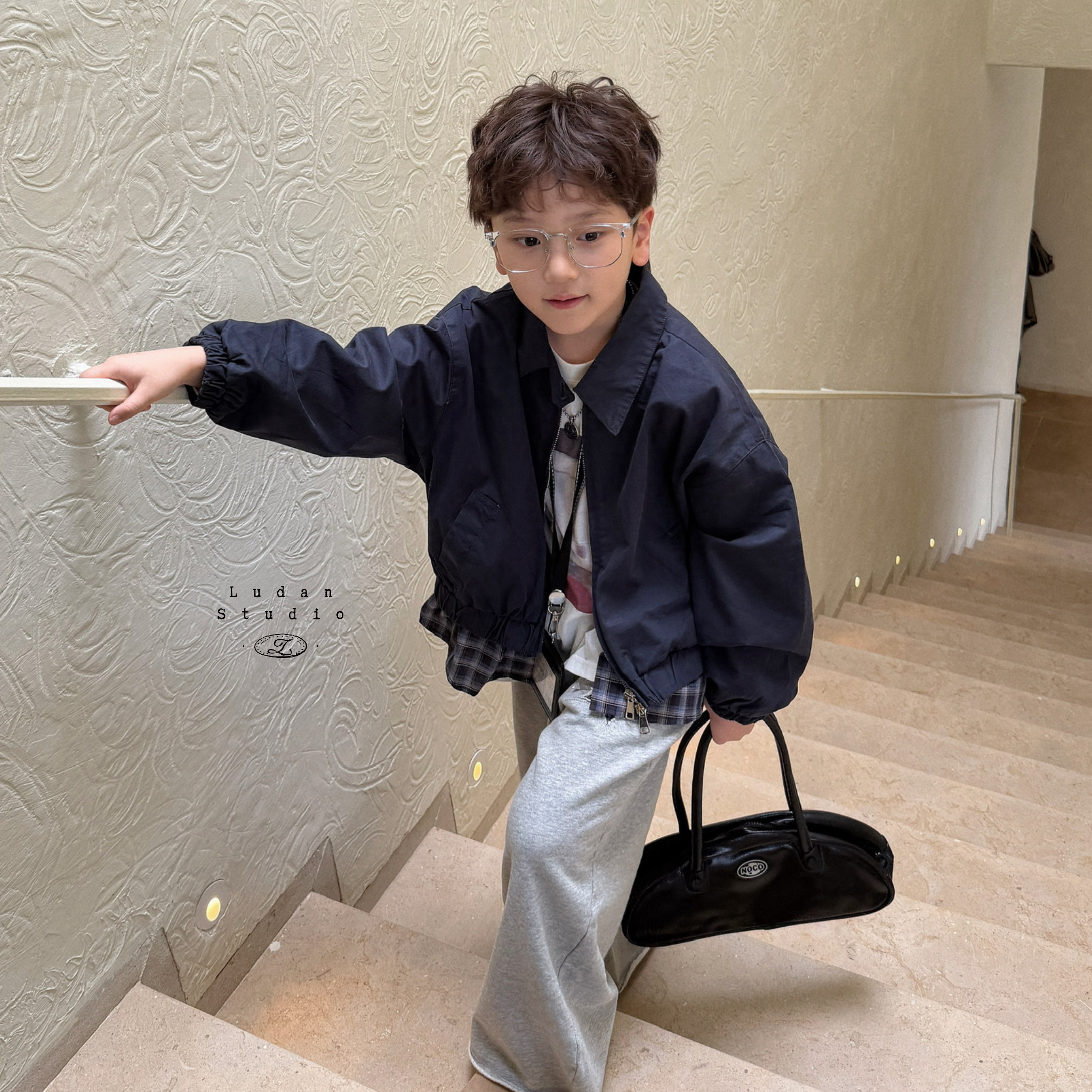 卤蛋童装26ss早秋｜归野格序.韩版秋休闲翻领夹克外套中大童男女