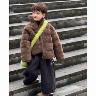 卤蛋童装：糖炒栗子/冬季新品韩版时髦羊羔毛加厚外套休闲男女童