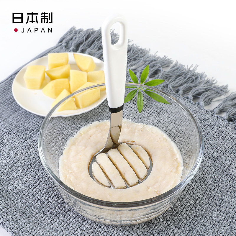 日本进口土豆压泥器按压捣辅食神器婴儿不锈钢捣碎工具鸡蛋碾压棒