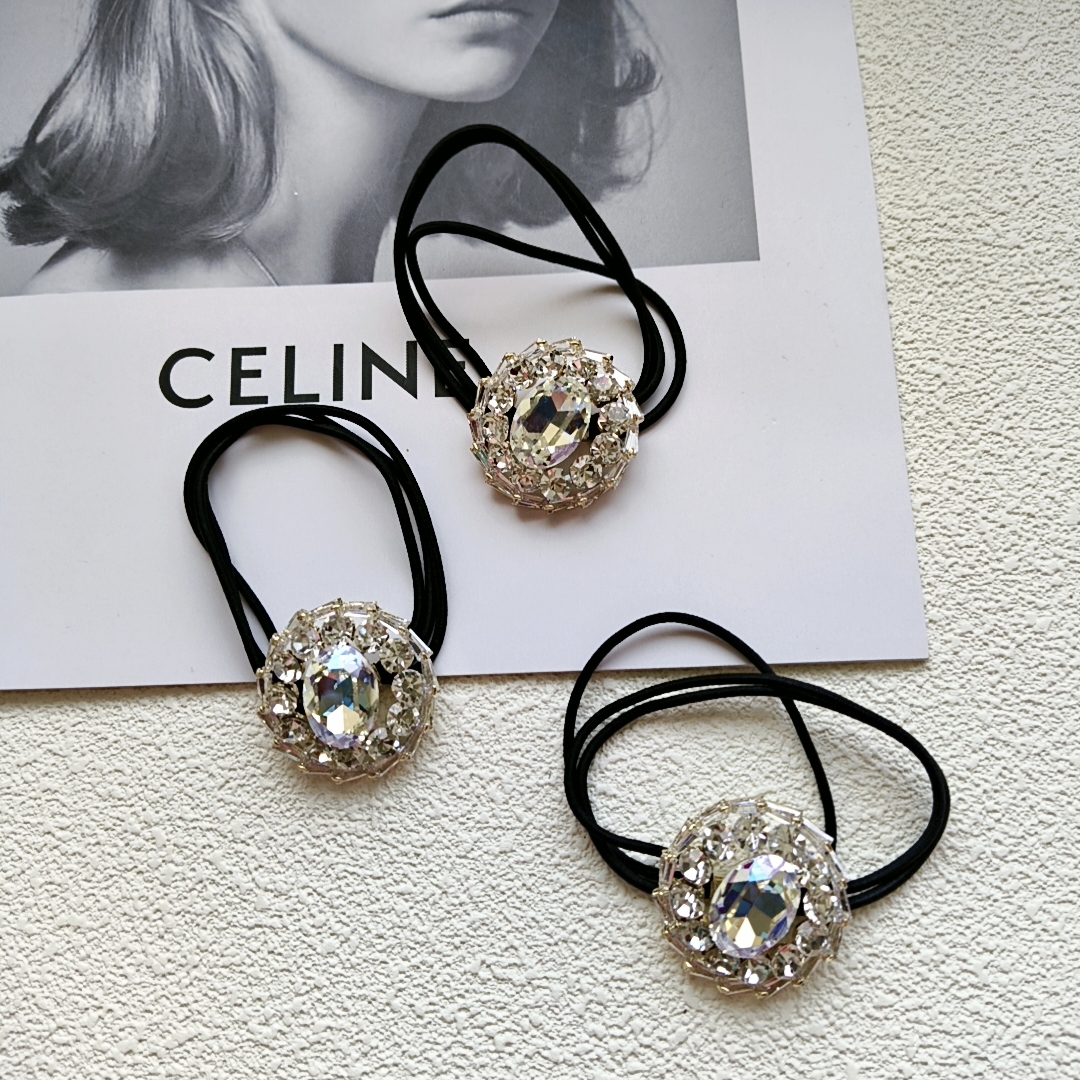 韩国进口气质简约大水晶头绳轻奢精致闪亮满钻发圈丸子头皮筋头饰