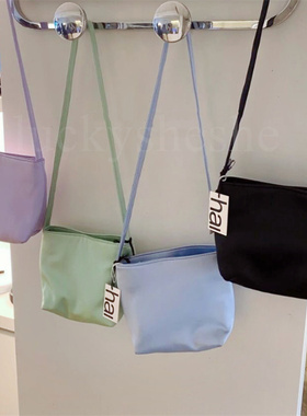 吴昕同款英国小众设计hai真丝丝绸复古单肩斜挎蓝色迷你小方包女