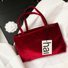 hai复古丝绒红色新娘结婚出嫁包秋冬百搭手提腋下旗袍搭配托特包