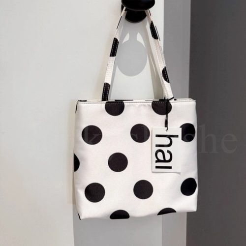 百搭白色波点手提腋下hai小方包