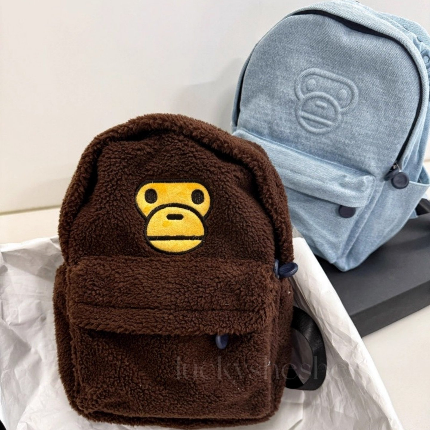 毛绒双肩包大容量可爱猴子百搭通勤上课书包棕色毛毛旅行外出背包