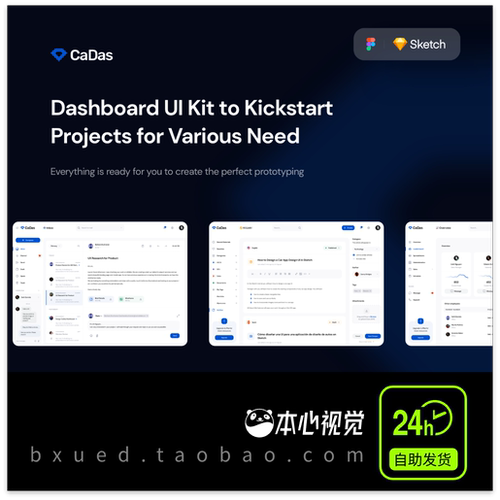 CaDas Dashboard UIKit社交B端界面设计仪表板双色fig/sketch格式