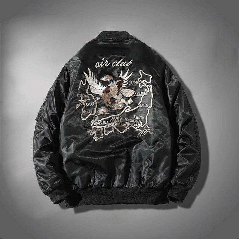 秋冬装街潮刺绣棒球服男情侣薄款飞行员夹克棉服美式加厚棉衣外套