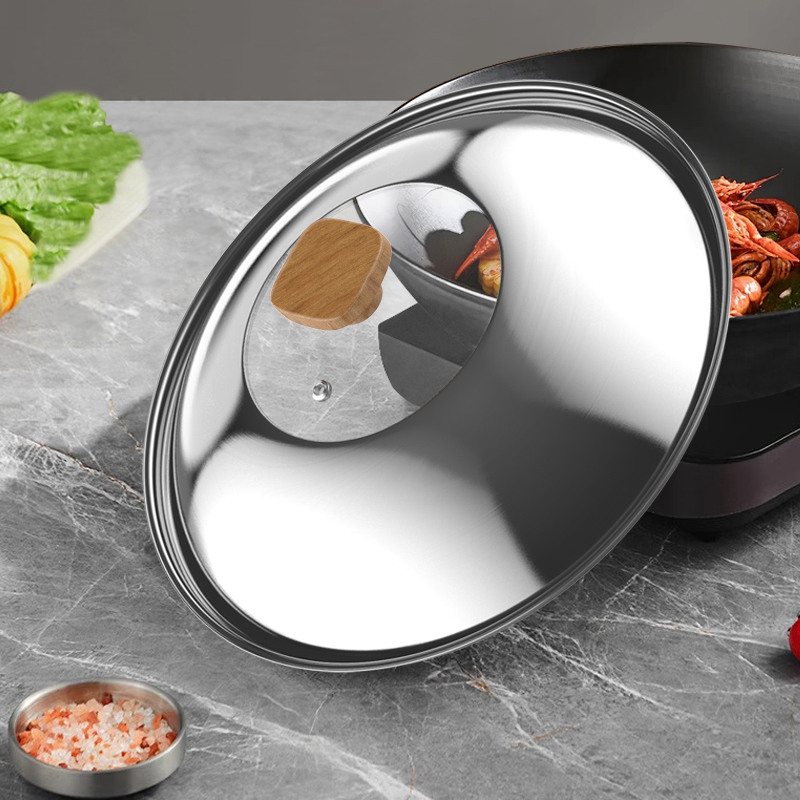 木纹不锈钢锅盖家用通用防爆蒸锅铁锅28cm炒锅30单独32cm玻璃盖子