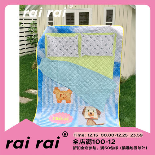 *rairai原创云坪小狗床印花便携户外野餐垫/防水露营垫睡垫可折叠