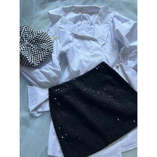 设计师品牌TT.RR.YY/ME揣蜜春夏四季百搭牛仔亮片短裙包臀裙现货