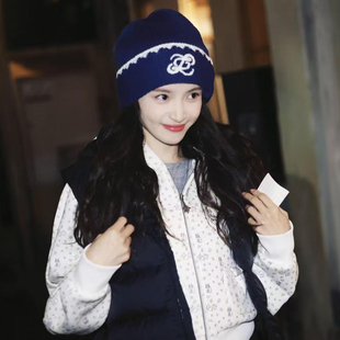 【林小宅林允同款】秋冬刺绣撞色边冷帽百搭时尚毛线帽针织帽子女