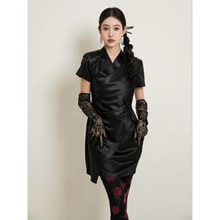 YEESIN设计师品牌24春秋新品缎面连衣裙美飒包裹式女裙时尚女现货