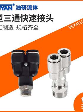 PX8-02气管6快换01气动Y型PX10快插03三通04螺纹12MM全铜10接头14