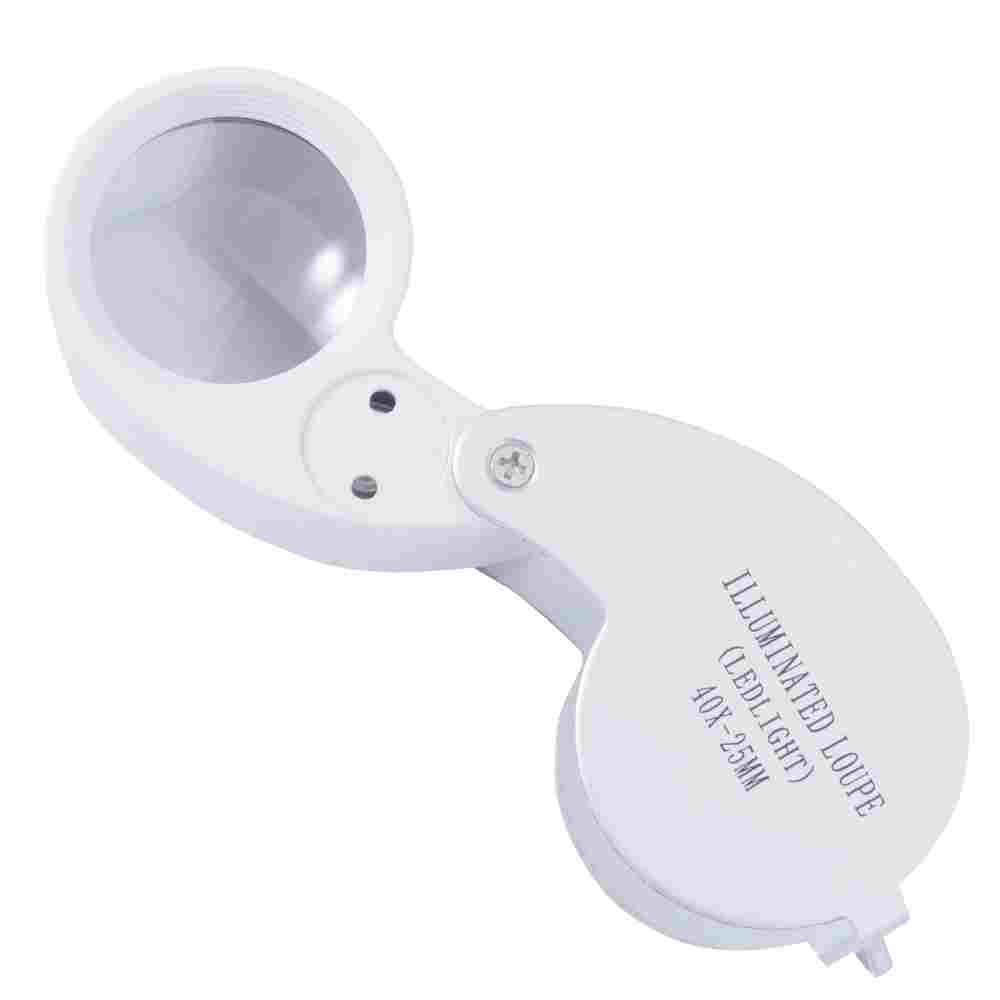 折叠放大镜 40倍LED带灯 珠宝钻石玉钱币邮票字画银元便携放大镜