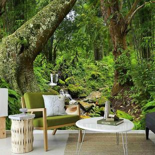 热带原始雨林空间延伸壁纸客厅直播背景墙壁画森林大自然风景墙布