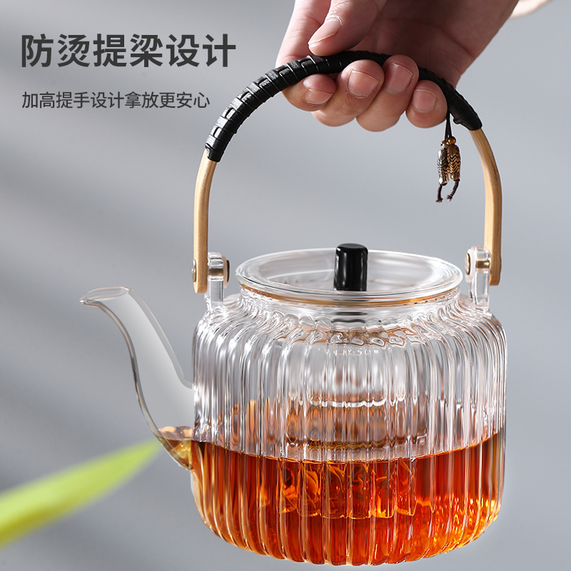 玻璃煮茶壶2023新款提梁耐高温烧水壶家用电陶炉煮茶器花茶具套装 餐饮具 茶壶 原图主图