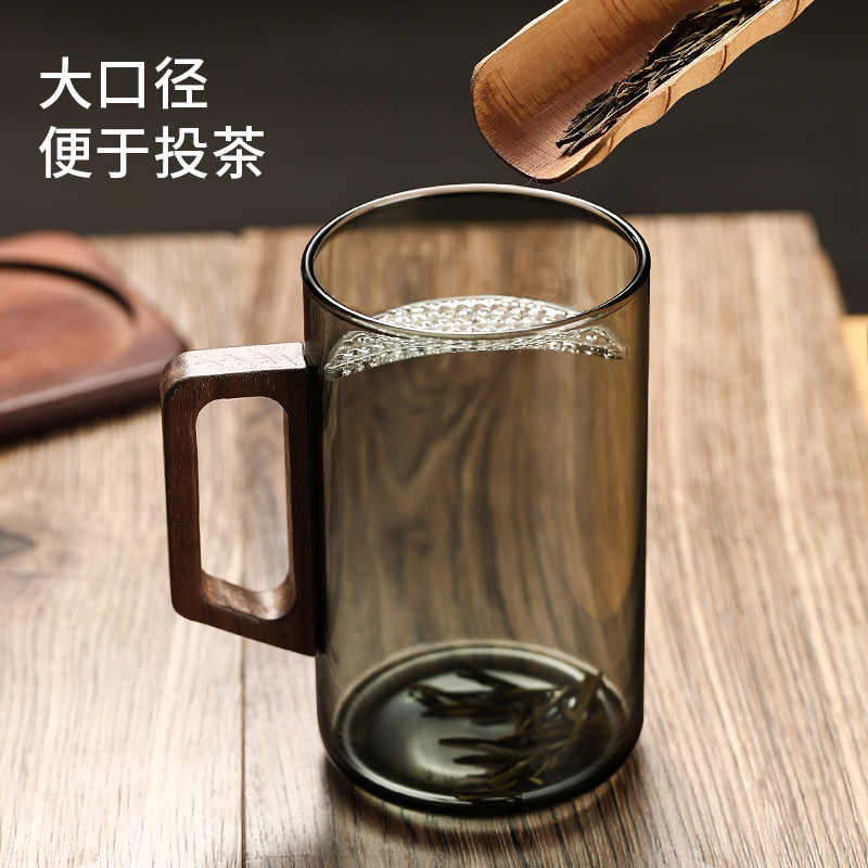 办公室玻璃月牙杯过滤茶水分离