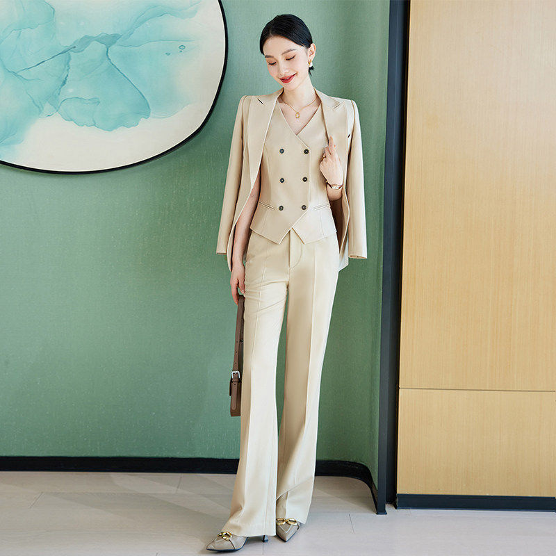职业西装套装女春秋商务正装高级感女神范气场强大西服马甲三件套