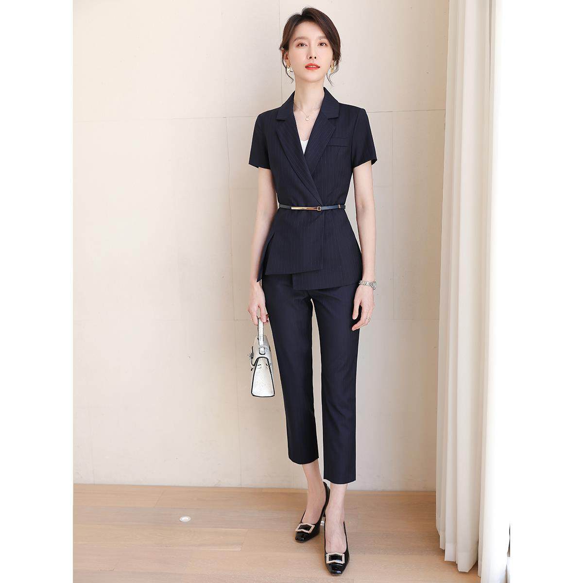 诗璐雅新款职业装夏季时尚总裁高级感套装干练房地产置业顾问女装