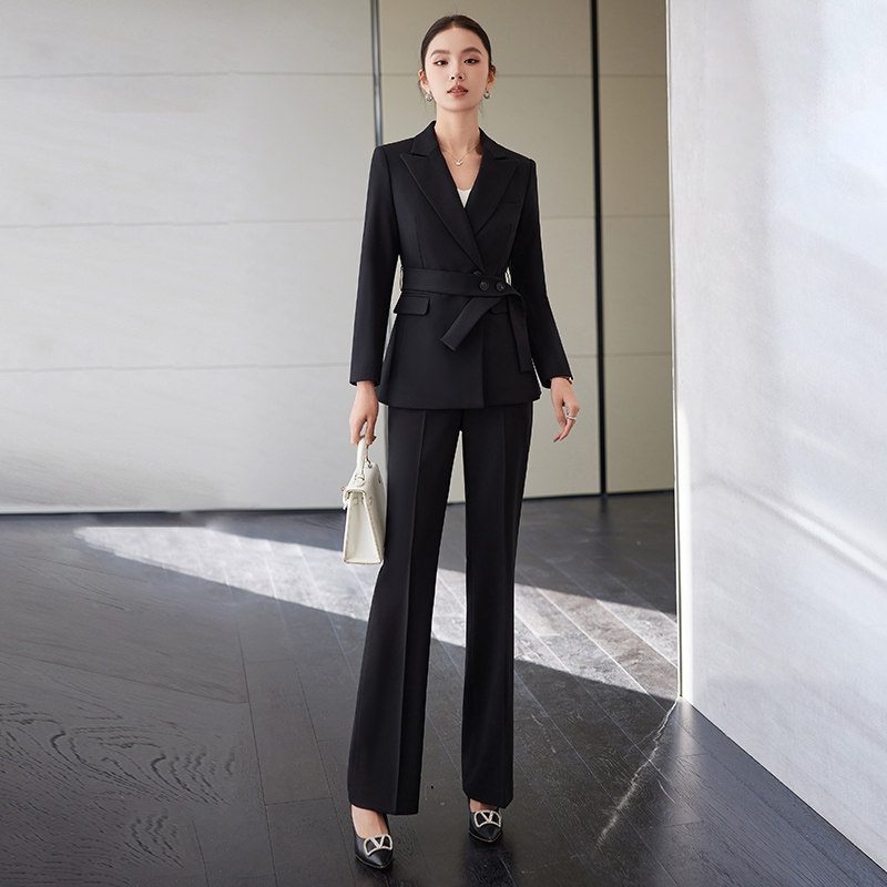 诗璐雅职业西装套装气质女神范正装西服工作服高级感微喇裤两件套