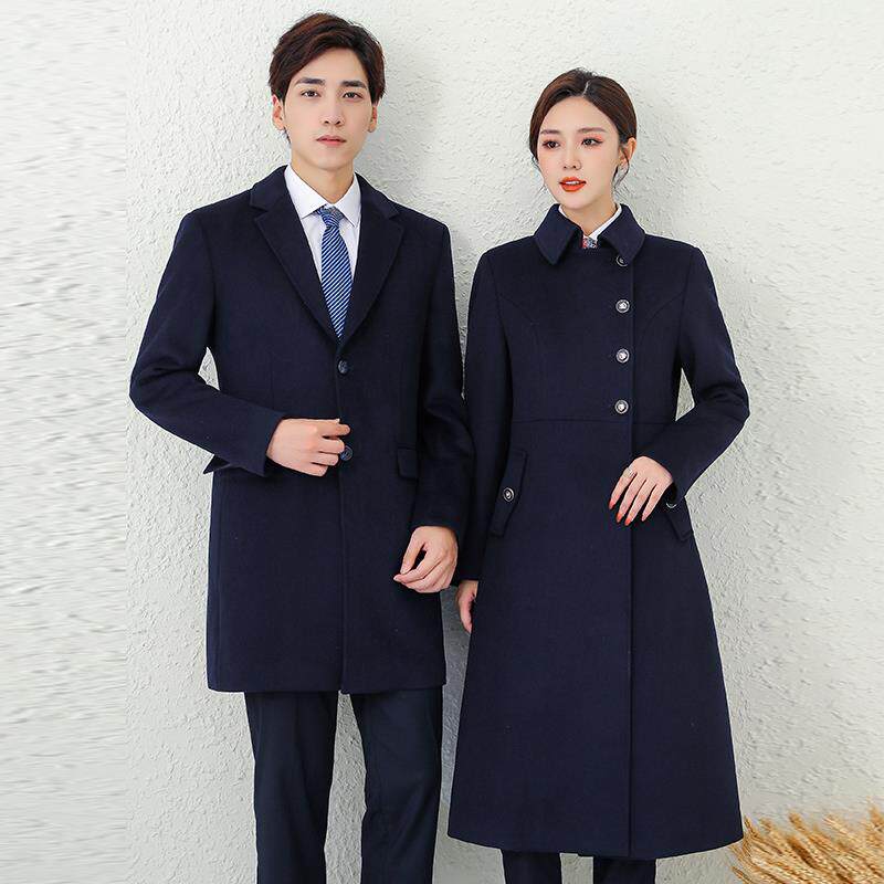 男女同款职业羊毛毛呢大衣长款工作服售楼部4S物业呢子大衣工装冬