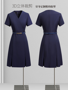 职业连衣裙女时尚修身气质收腰A字裙通勤上班工装珠宝店工作服夏