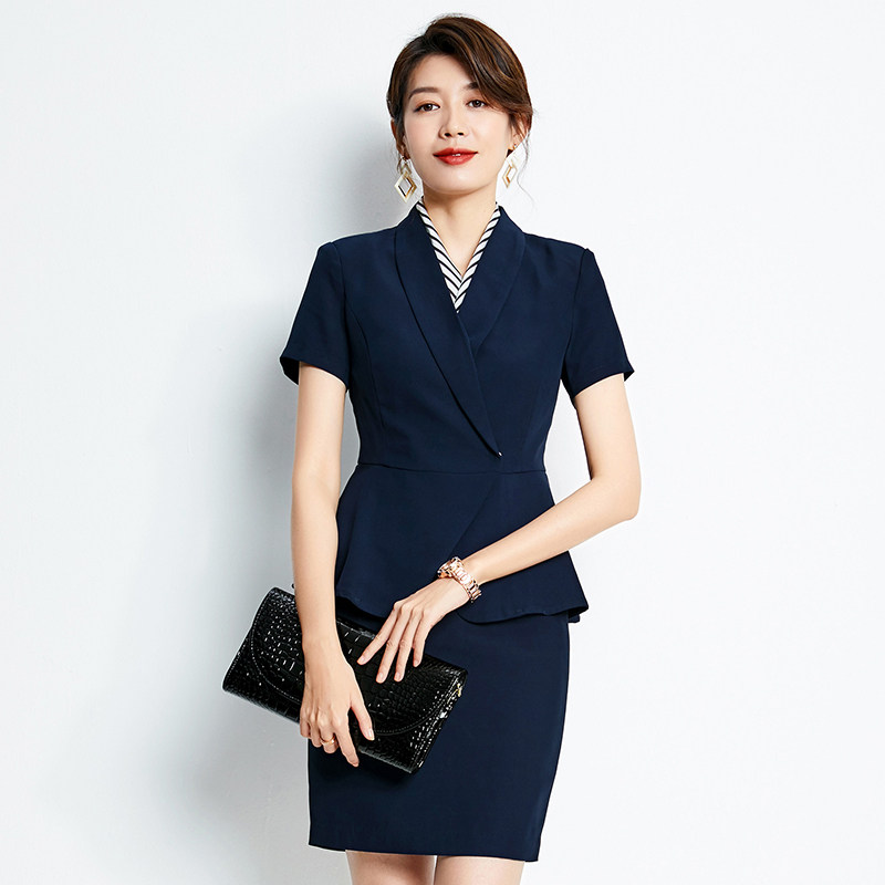 职业西装售楼部工作服女夏教师正装短袖套装名媛工装OL通勤女装