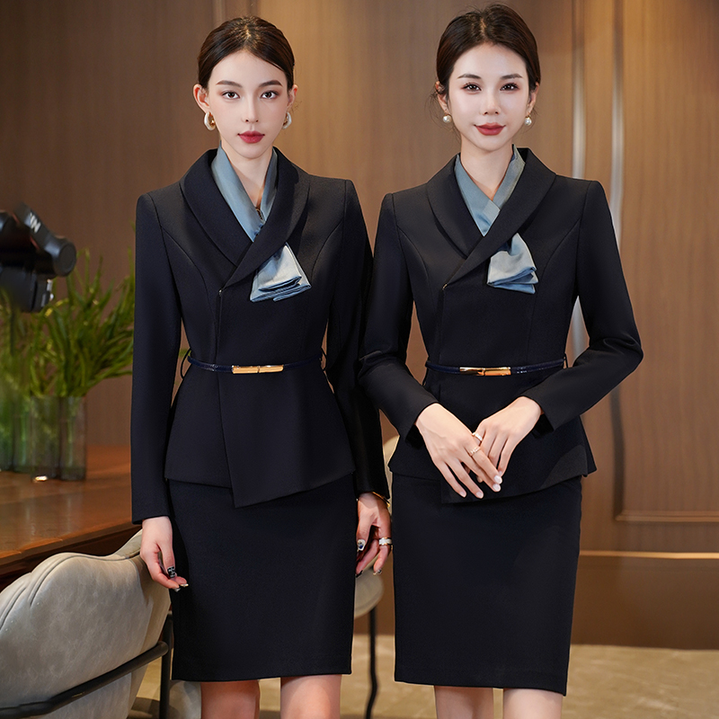 空姐制服职业套装女秋冬酒店前台接待工作装美容院工作服西装套裙