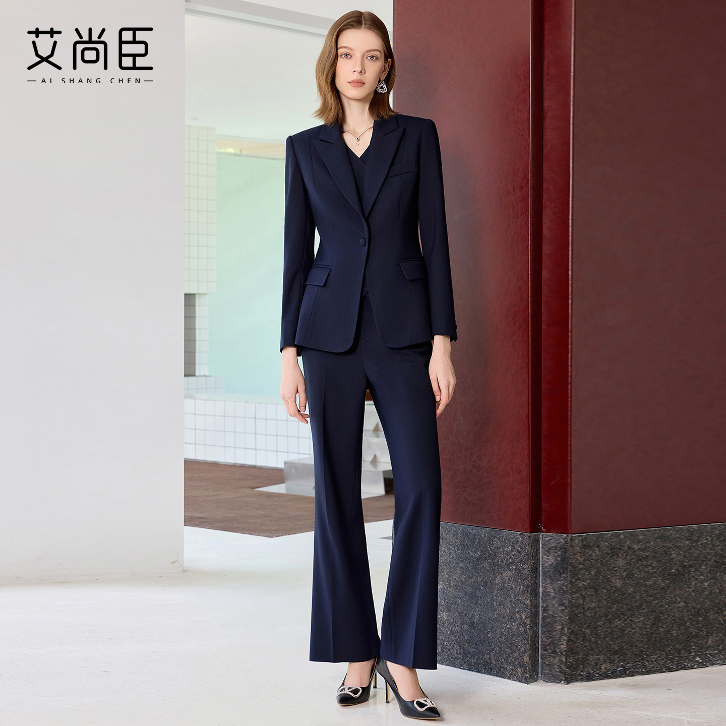艾尚臣西装套装女早秋轻职风西服马甲三件套高端气场强大ol职业装