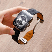 适用oppowatch4pro手表表带watch3pro微孔真皮透气oppowatchx男腕带se女426洞洞磁吸智能3 1代替换表链配件