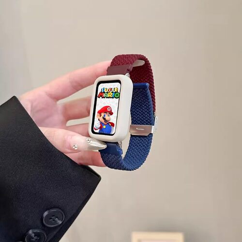 适用华为FIT1/2新款尼龙编织双色卡扣表带