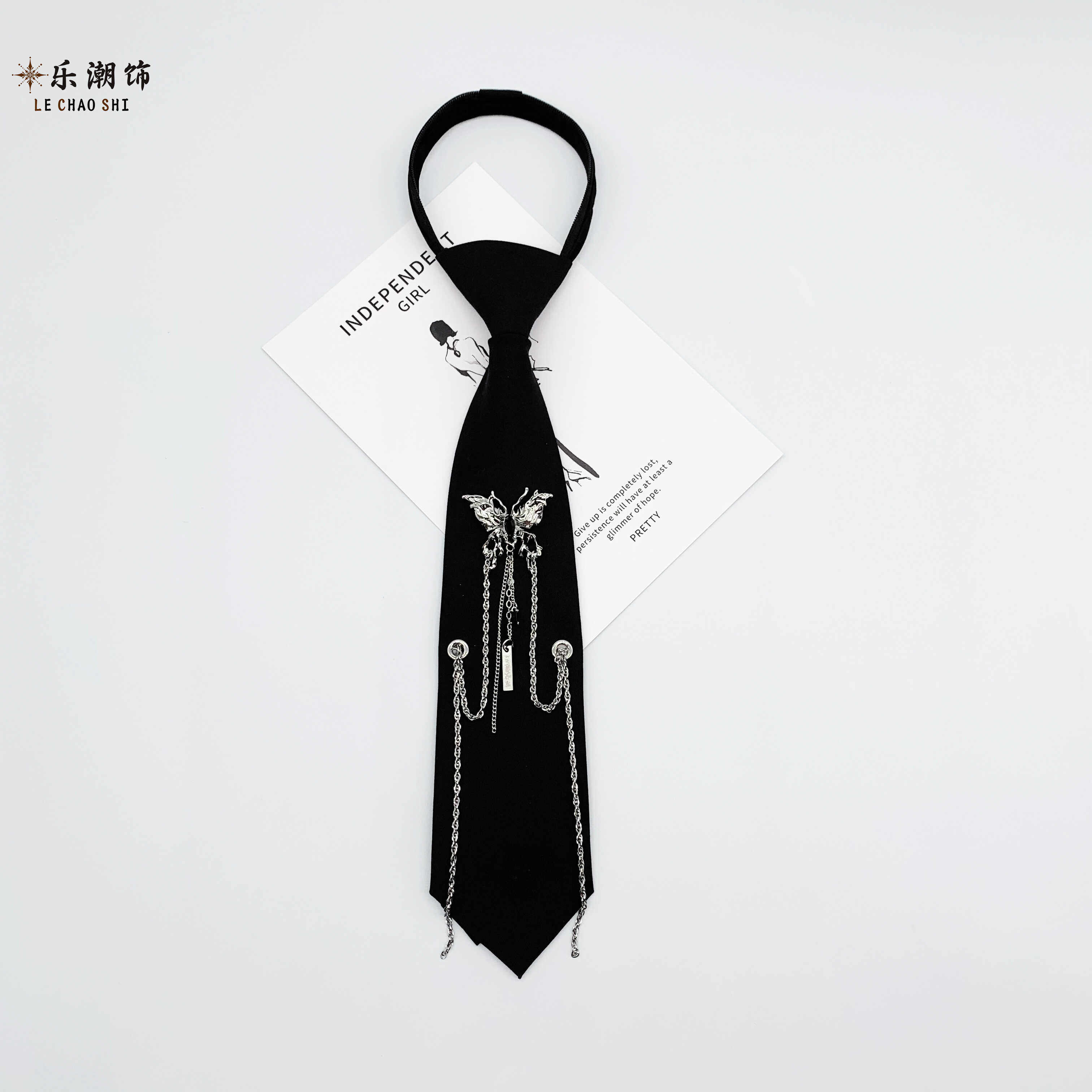 乐潮饰原创韩版暗黑系潮牌免打衬衫蝴蝶领带男女百搭个性学院风