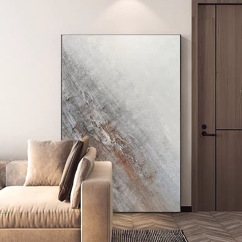 手绘油画山峦岑岑客厅竖版抽象肌理挂画侘寂风玄关入户立体装饰画