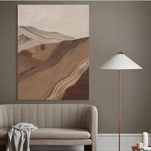 山丘手绘油画抽象立体侘寂风玄关装 饰画现代简约客厅肌理风景挂画