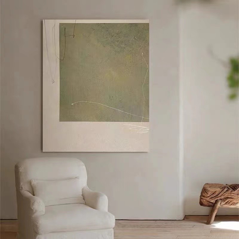 手绘油画绿色抽象肌理壁画玄关客厅背景墙装饰画现代简约立体挂画图片