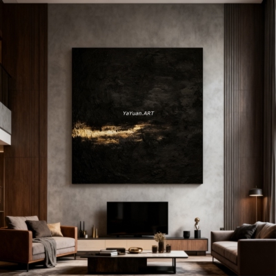 手绘油画流金现代轻奢肌理客厅高级感装饰画意式极简玄关抽象挂画