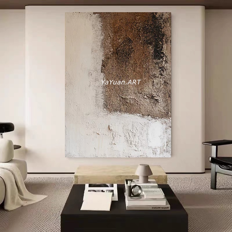手绘油画幽调中古客厅餐厅装饰画复古民宿侘寂风现代极简玄关挂画图片