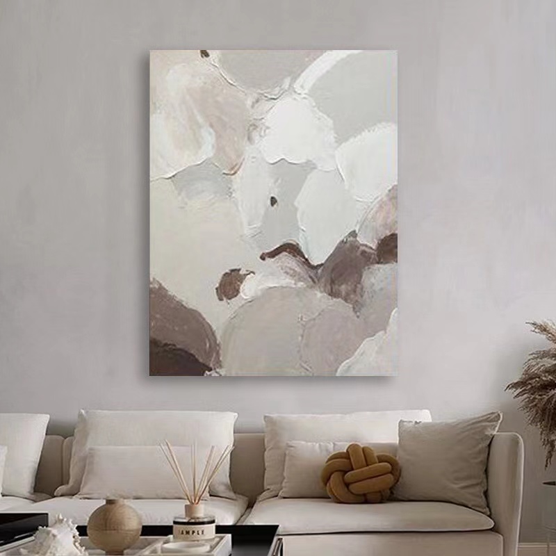 手绘油画侘寂风玄关装饰画立体肌理色块客厅沙发壁画抽象书房挂画图片