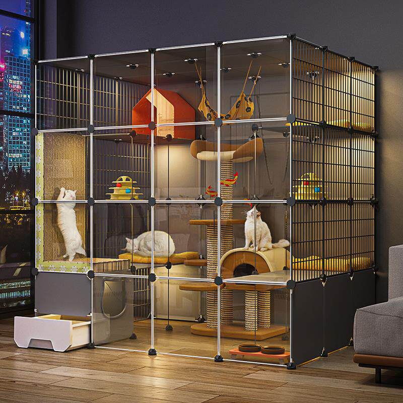 猫笼子超大自由空间家用室内别墅猫砂盆爬架猫窝厕所一体猫屋套装