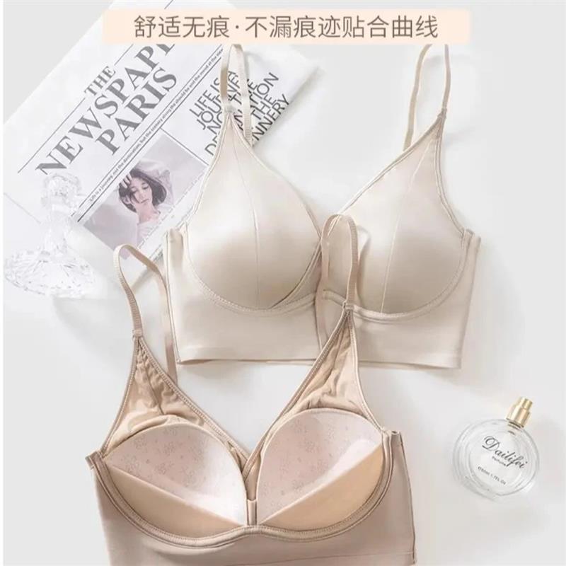 迎夏高定成衣2高定时轻奢法式缎面固定杯无钢圈裹胸性感薄款内衣