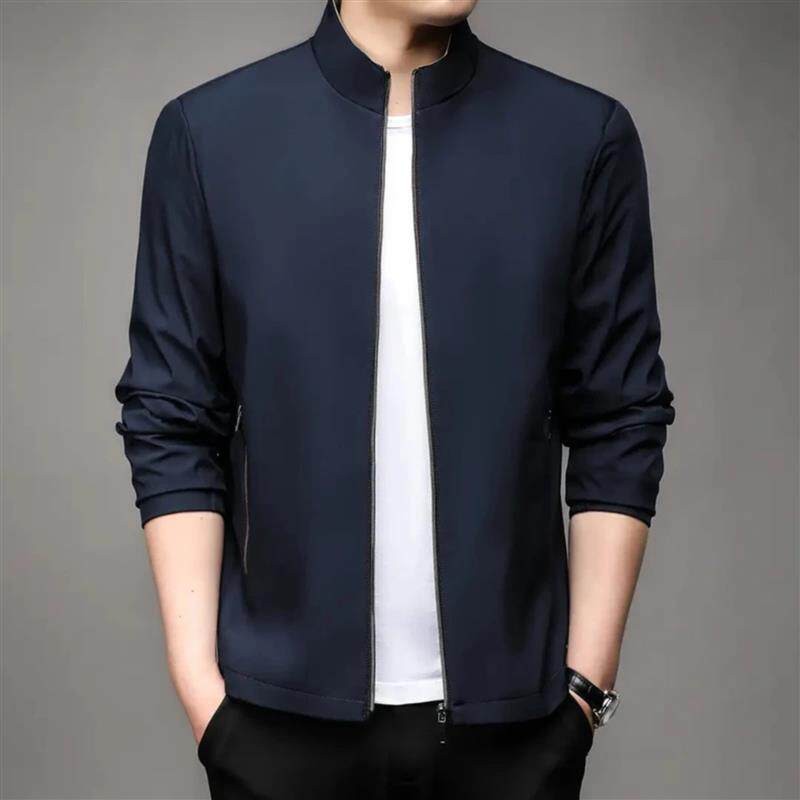 东庄发清新年好物男式立领夹克衫中青年商务休闲简约外套爸爸装夹