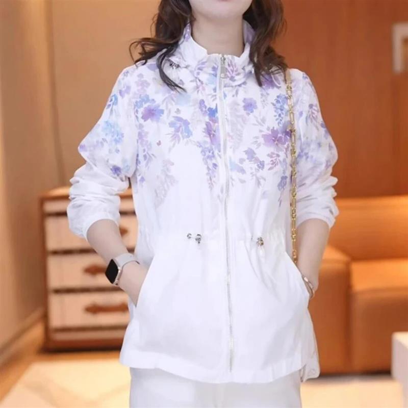 福韵优品服饰3中老年妈妈装翻领防晒外套宽松透气薄款长袖防晒衣