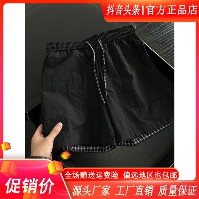 VESTIGELMVQ速干格子短裤男款夏季新款薄款大裤衩宽松沙滩四分裤