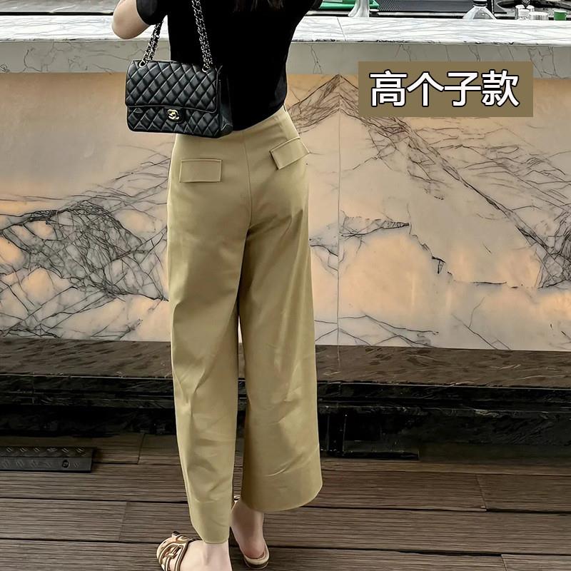 白色九分直筒西装裤女夏季春秋大码胖mm显瘦高腰小个子窄版阔腿裤