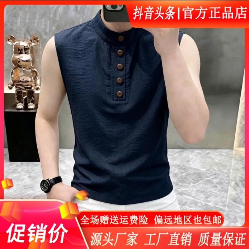 凯登鹿轻奢品质男装夏季新款时尚百搭纯色上衣修身显瘦背心8348