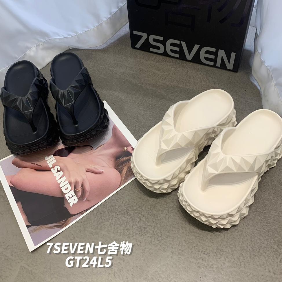 网红人字拖女新款榴莲菱形厚底踩屎感拖鞋增高凉拖鞋外穿沙滩鞋