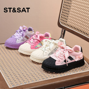 星期六儿童运动鞋女童小白鞋春秋网面透气大童溯溪鞋男童休闲板鞋