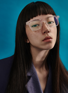 PROTAGO板材β钛超轻盈方形男女款防蓝光素颜眼镜Moire1A